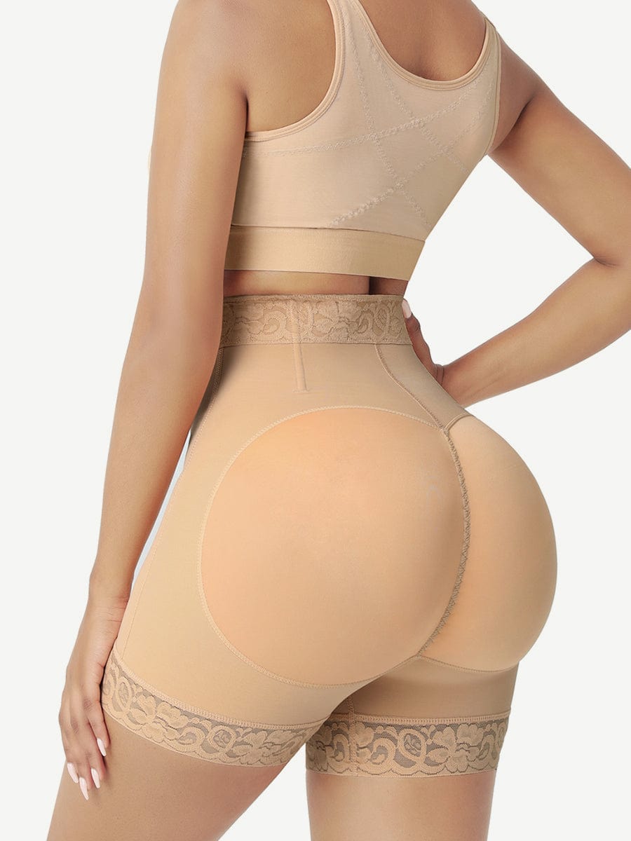 Wholesale Front Zipper Butt Lifter Shorts High Waist Curve-Creating