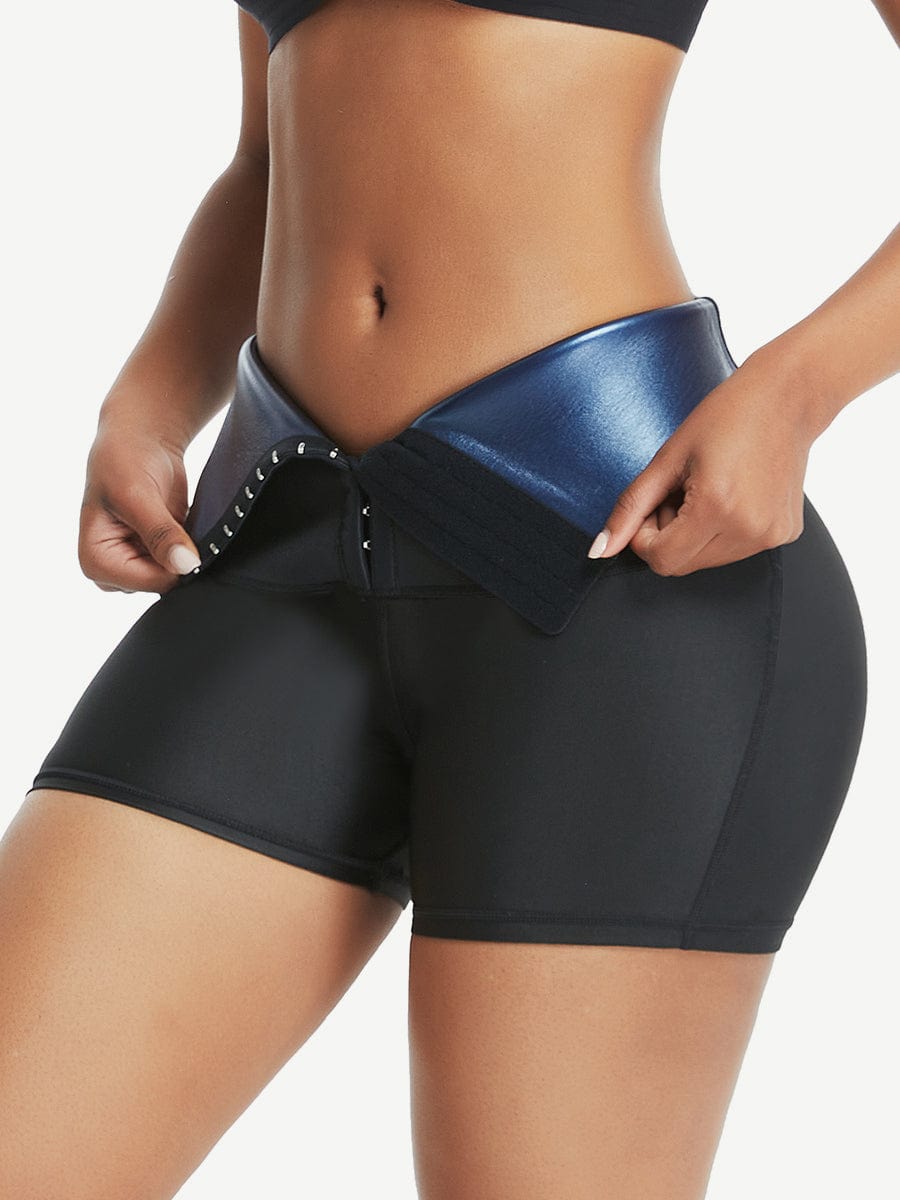 Wholesale Blue Neoprene Shorts Hook And Eye Closure Cellulite Reducing